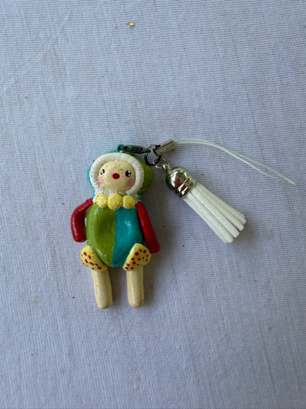 Colorful Handmade Doll Keychain with White Tassel